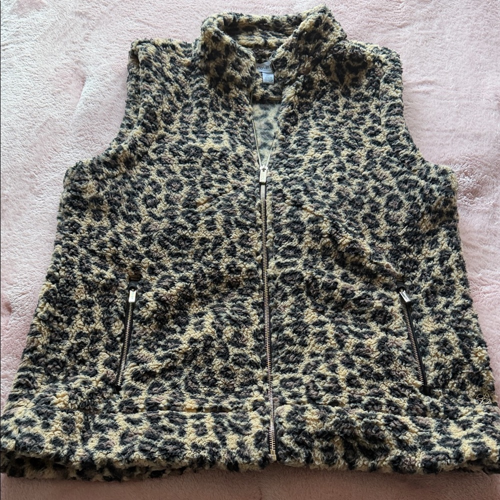 Calvin Klein Black and Tan Animal Print Vest